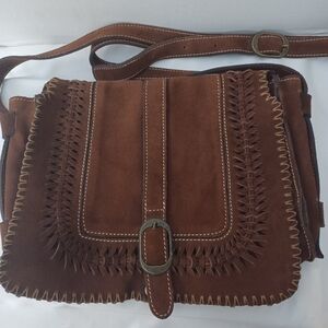 Patricia Nash Brown Suede Crossbody bag